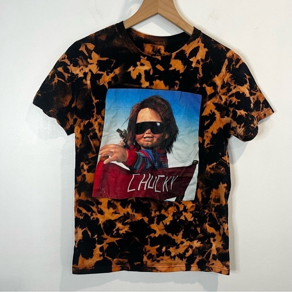 Men’s | Chucky Halloween Black and Brown Tie Dye Shirt | Small